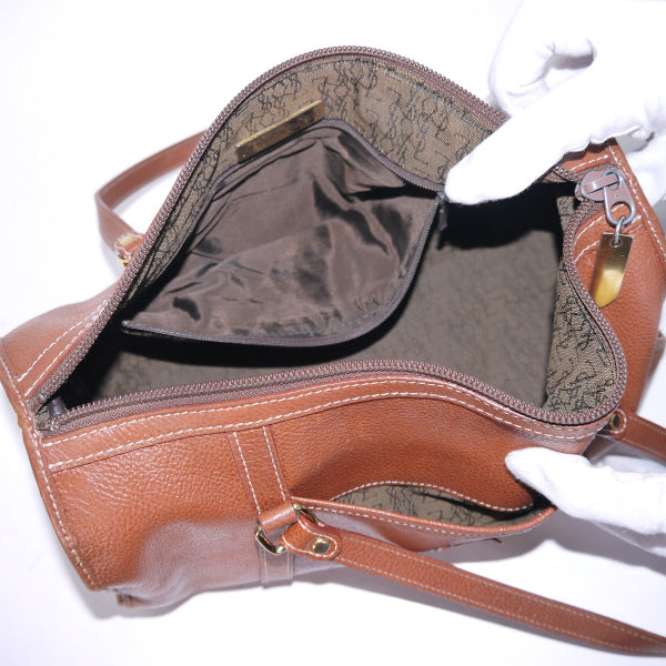 YVES SAINT LAURENT ＜訳あり＞ドラム型ロゴ ミニボストン（茶）