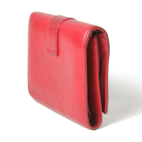 YVESSANTLAURENT　Yライン総革折り財布（赤）