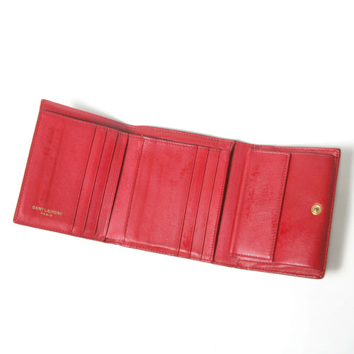 YVESSANTLAURENT　Yライン総革折り財布（赤）