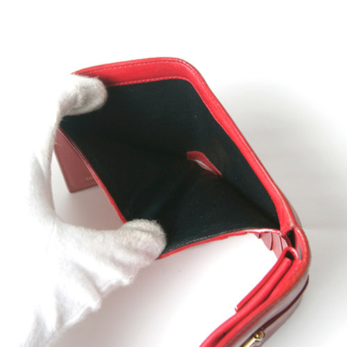 YVESSANTLAURENT　Yライン総革折り財布（赤）