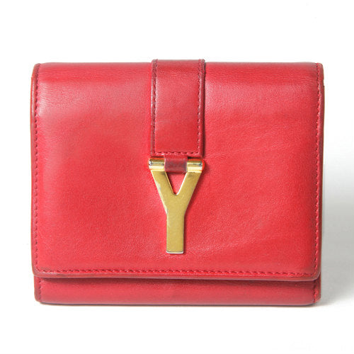 YVESSANTLAURENT　Yライン総革折り財布（赤）