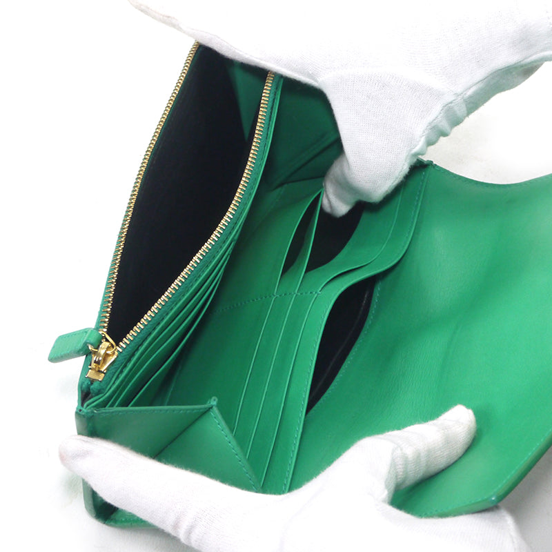 YVES SAINT LAURENT　本革　長財布（グリーン）