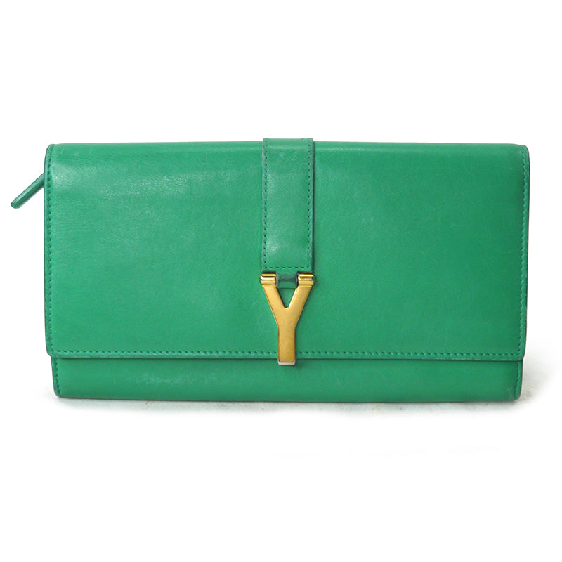 YVES SAINT LAURENT　本革　長財布（グリーン）