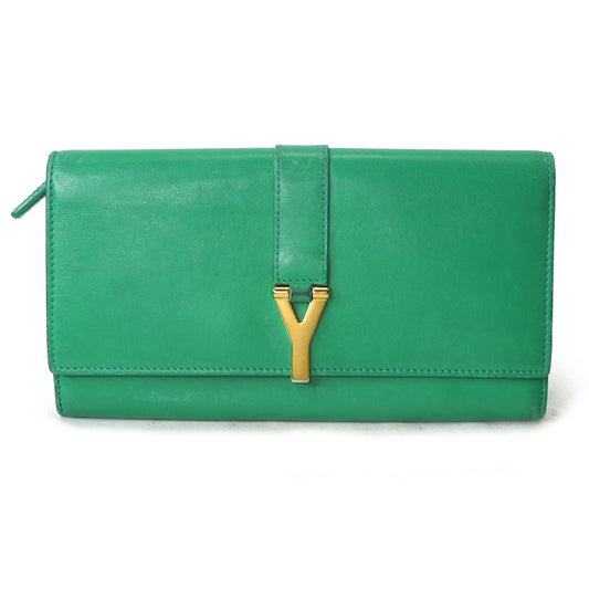 YVES SAINT LAURENT　本革　長財布（グリーン）