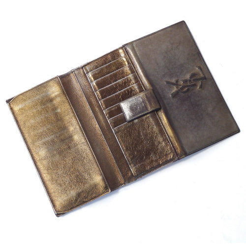 YSL　ロゴ入り長財布（ブロンズゴールド）