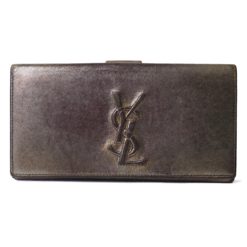 YSL　ロゴ入り長財布（ブロンズゴールド）