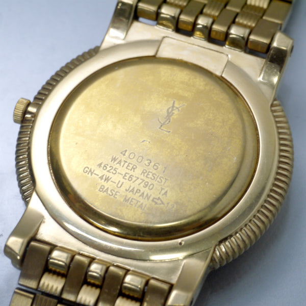 YVES SAINT LAURENT　ローマンインデックス蛇腹腕時計（ゴールド）