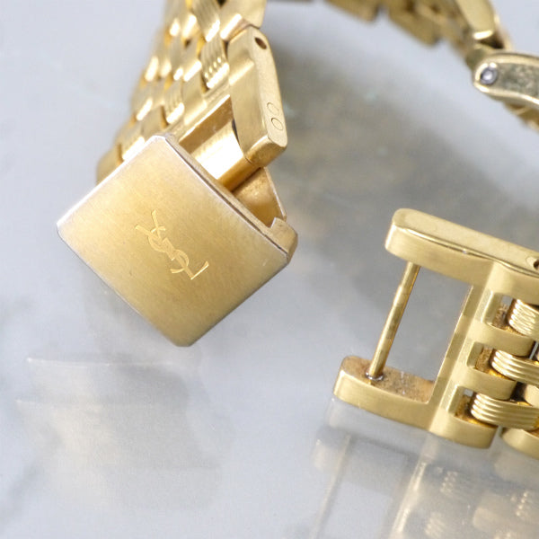 YVES SAINT LAURENT　ローマンインデックス蛇腹腕時計（ゴールド）