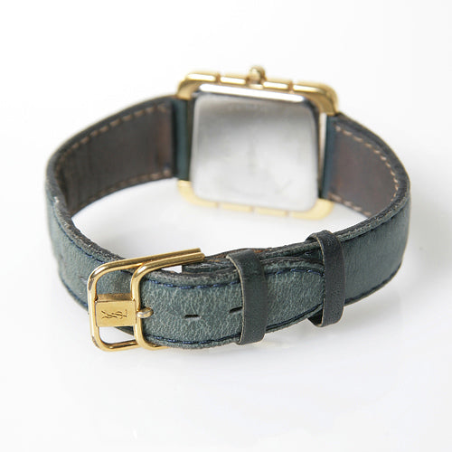 YVES SAINT LAURENT　日入りウオッチ（緑革バンド）