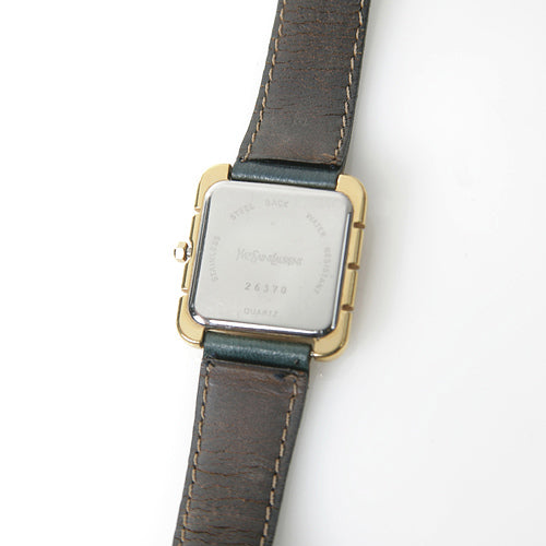 YVES SAINT LAURENT　日入りウオッチ（緑革バンド）