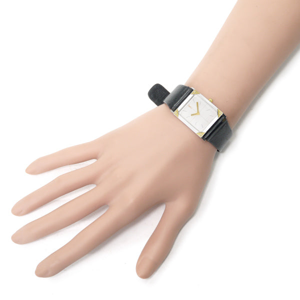 YVES SAINT LAURENT スクエア革バンド腕時計（黒）