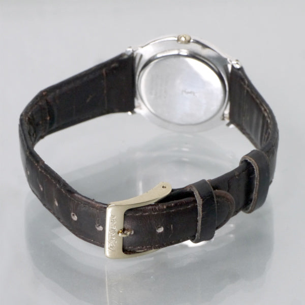 YVES SAINT LAURENT ラウンド革バンド腕時計（黒）