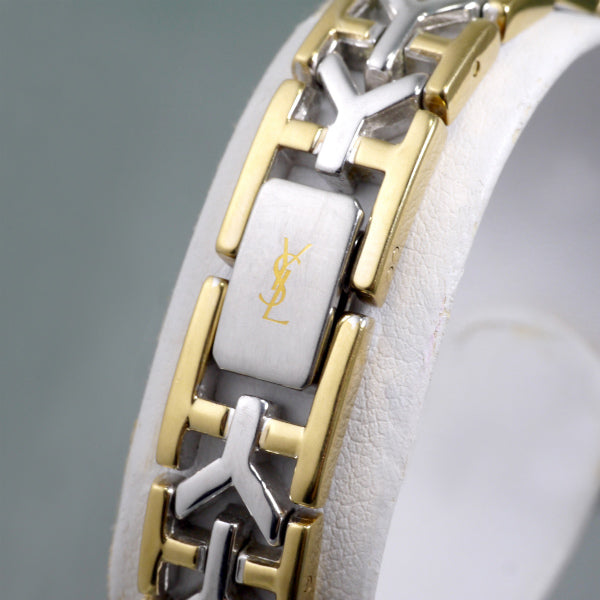 YVES SAINT LAURENT オクタゴンフェイスYブレス腕時計（シルバー・ゴールド）