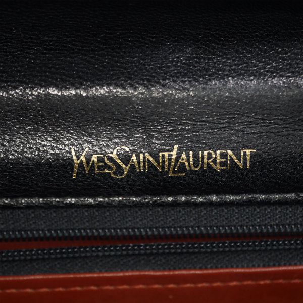 YVES SAINT LAURENT Yライン型押しリザードショルダー(黒）