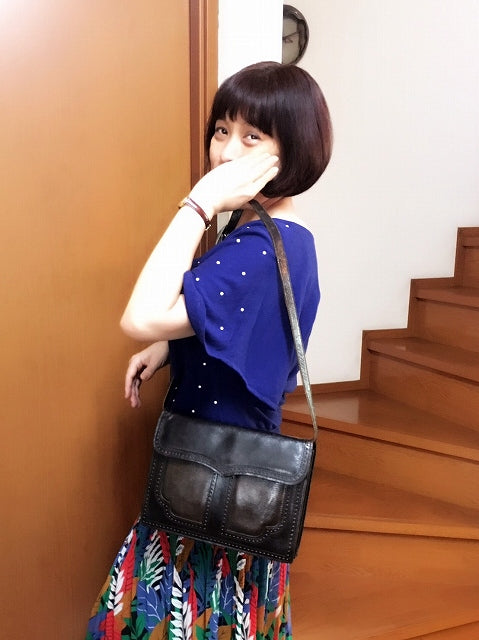 YVES SAINT LAURENT 3Way型押しショルダー(茶）