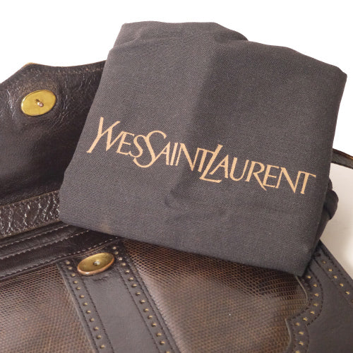 YVES SAINT LAURENT 3Way型押しショルダー(茶）