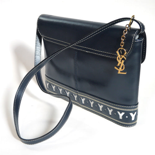 YVES SAINT LAURENT チャーム付ワンショルダー(濃紺)