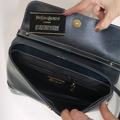 YVES SAINT LAURENT チャーム付ワンショルダー(濃紺)