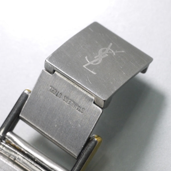 YVES SAINT LAURENT ビッグロゴフェイス腕時計（シルバー・ゴールド）