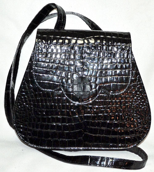 YVES SAINT LAURENT 黒クロコ型押しショルダー