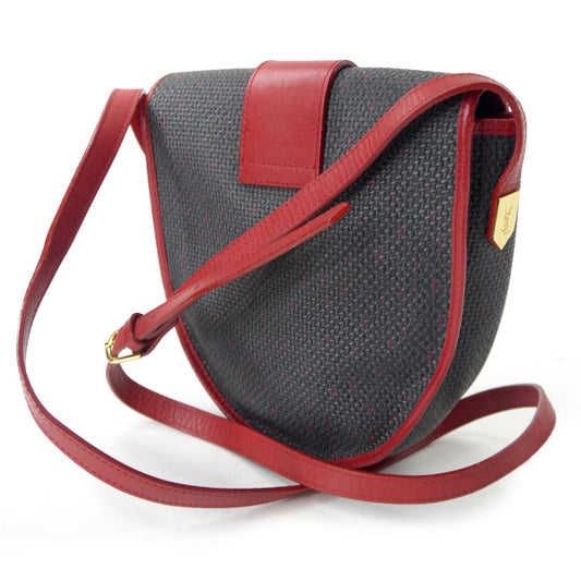 YVES SAINT LAURENT バイカラーYSLロゴポシェット（赤/グレー系）