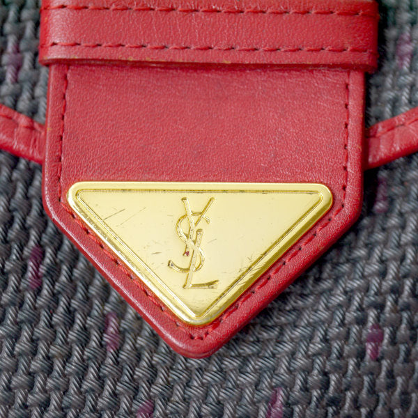 YVES SAINT LAURENT バイカラーYSLロゴポシェット（赤/グレー系）