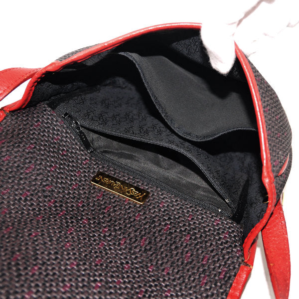 YVES SAINT LAURENT バイカラーYSLロゴポシェット（赤/グレー系）