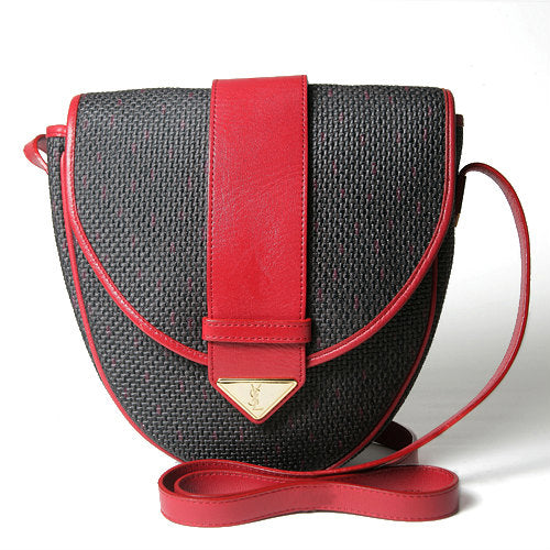 YVES SAINT LAURENT バイカラーYSLロゴポシェット（赤/グレー系）