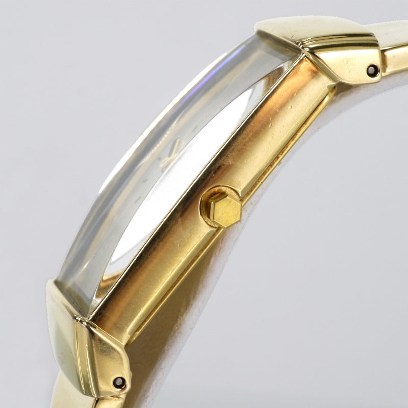 YVES SAINT LAURENT スクエアロゴバングルウォッチ（ゴールド）