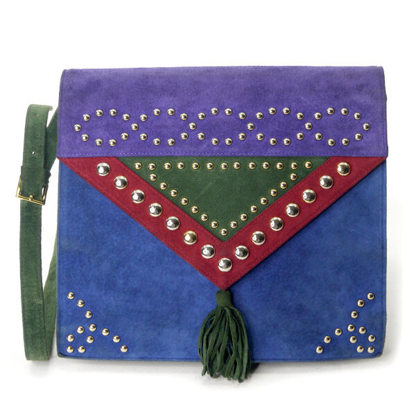 YVES SAINT LAURENT スエードスタッズショルダーバッグ（マルチカラー ）