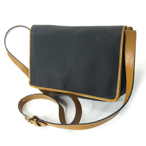 YVES SAINT LAURENT バイカラーYSLロゴ横長ショルダー（キャメル/グレー系）