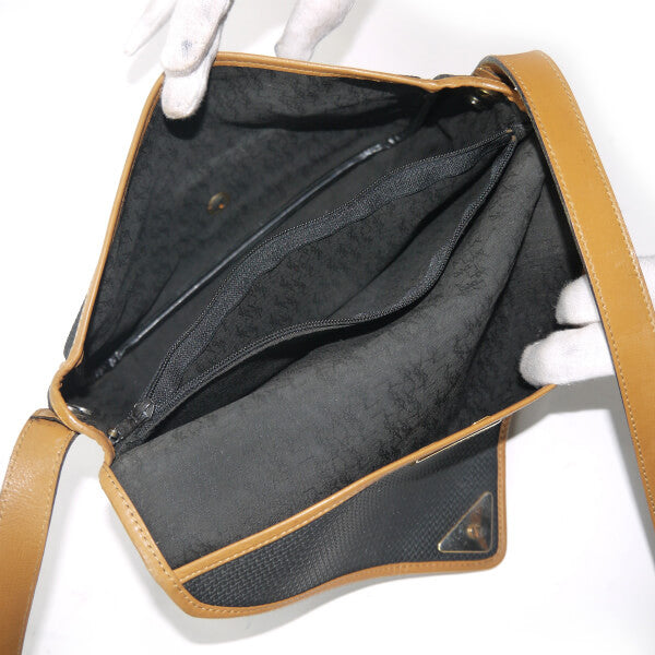 YVES SAINT LAURENT バイカラーYSLロゴ横長ショルダー（キャメル/グレー系）