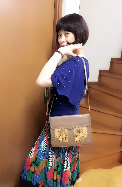 YVES SAINT LAURENT パイソンショルダー(茶)