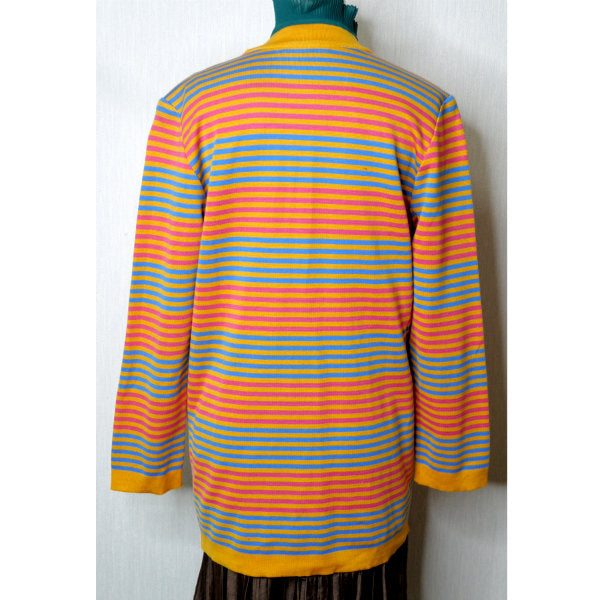 YVES SAINT LAURENT 　マルチボーダーロングカーディガン（オレンジ系）