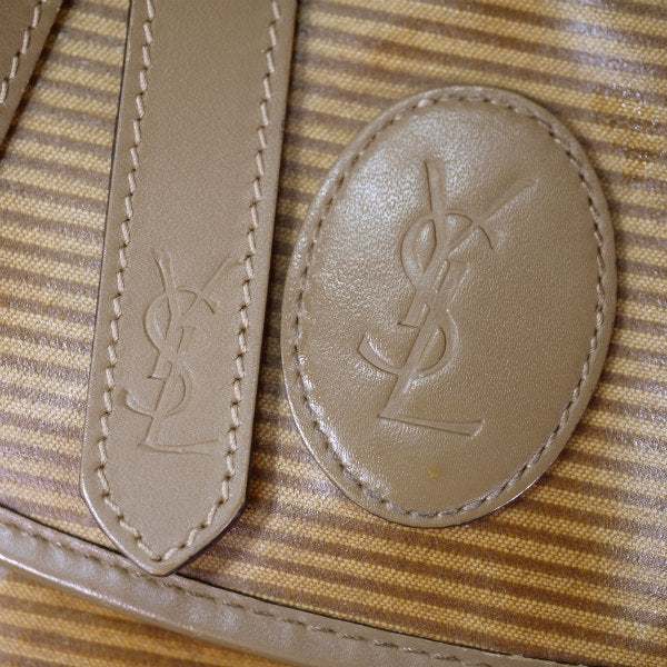 YVES SAINT LAURENT  ロゴ ボーダー柄ショルダー （ベージュ系）
