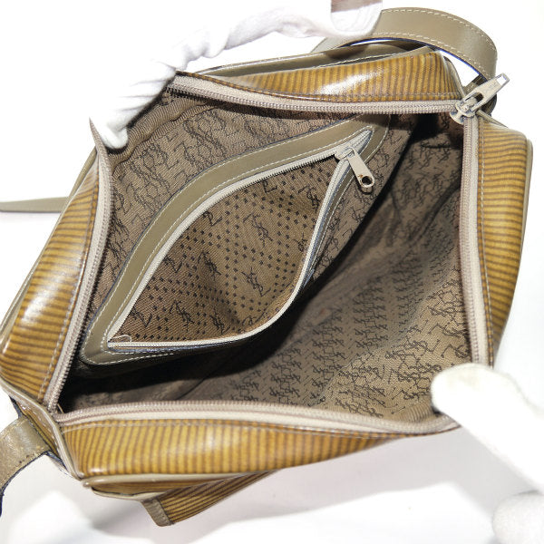 YVES SAINT LAURENT  ロゴ ボーダー柄ショルダー （ベージュ系）