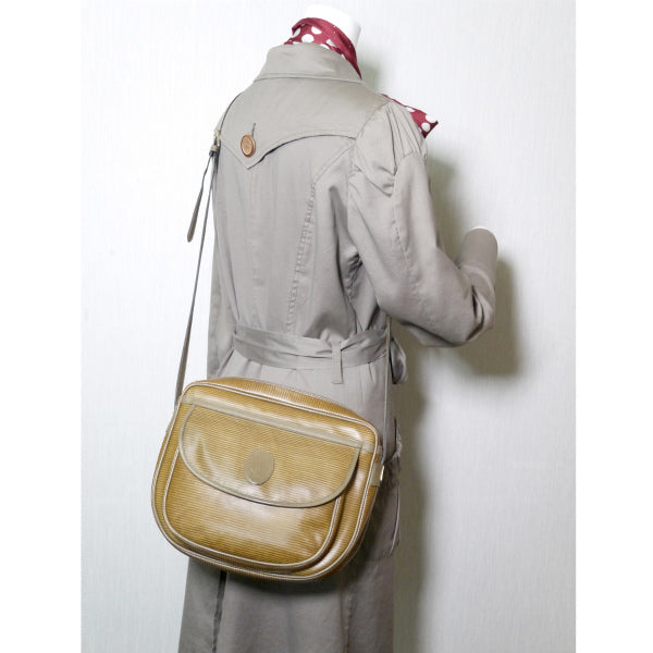 YVES SAINT LAURENT  ロゴ ボーダー柄ショルダー （ベージュ系）