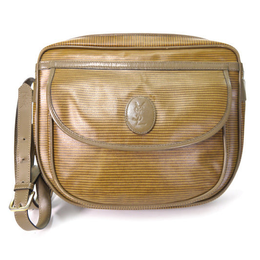 YVES SAINT LAURENT  ロゴ ボーダー柄ショルダー （ベージュ系）