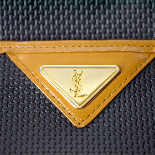 YVES SAINT LAURENT バイカラーYSLロゴショルダー（キャメル/黒系）
