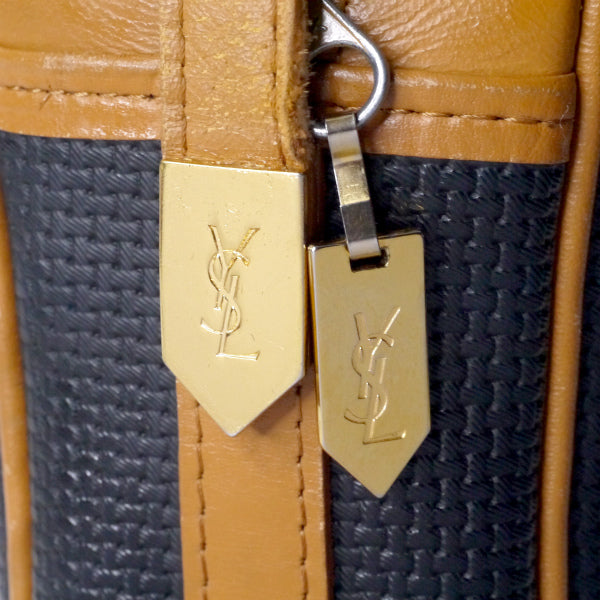 YVES SAINT LAURENT バイカラーYSLロゴショルダー（キャメル/黒系）