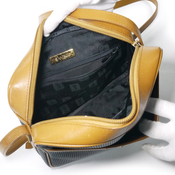 YVES SAINT LAURENT バイカラーYSLロゴショルダー（キャメル/黒系）