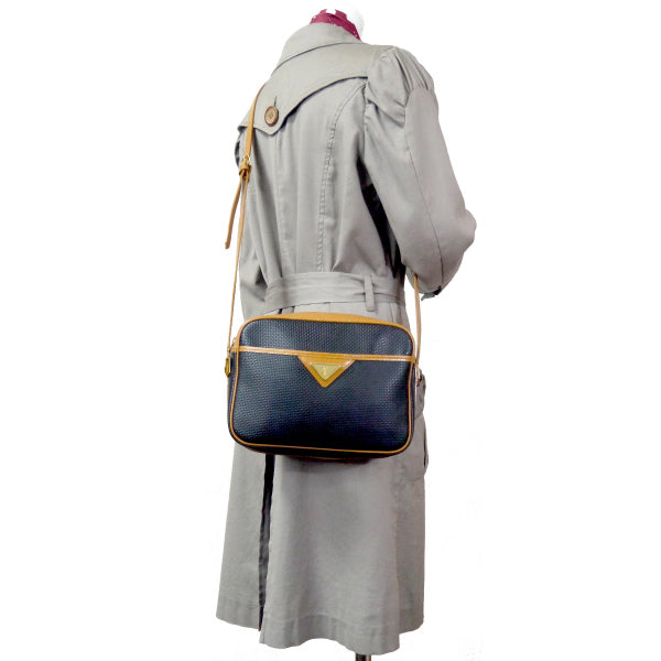 YVES SAINT LAURENT バイカラーYSLロゴショルダー（キャメル/黒系）