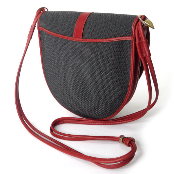 YVES SAINT LAURENT バイカラー半円2WAYショルダー（赤&グレー系）