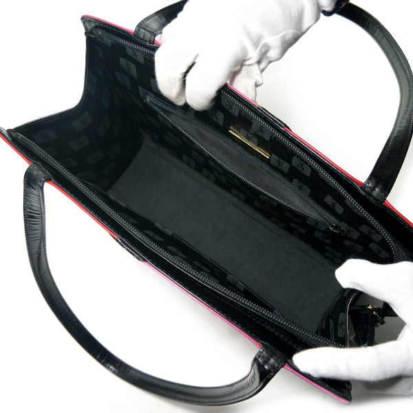 YVESSANTLAURENT　モンドリアン レザーハンドバック（ピンク/赤/黒）