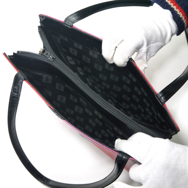 YVESSANTLAURENT　モンドリアン レザーハンドバック（ピンク/赤/黒）