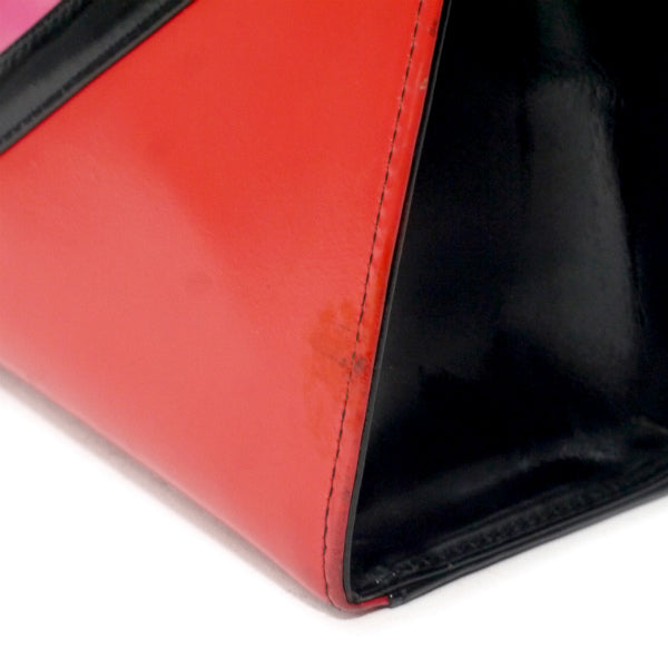 YVESSANTLAURENT　モンドリアン レザーハンドバック（ピンク/赤/黒）