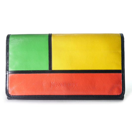 YVESSANTLAURENT　モンドリアン レザー長財布（赤/黄/緑）