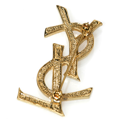 YVES SAINT LAURENT　YSLラインストーンブローチ