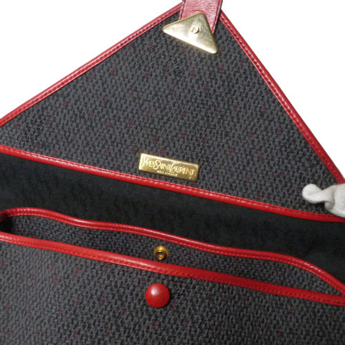 YVES SAINT LAURENT　バケツ型ショルダー（赤×グレー）