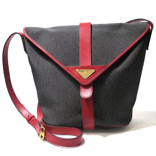 YVES SAINT LAURENT　バケツ型ショルダー（赤×グレー）